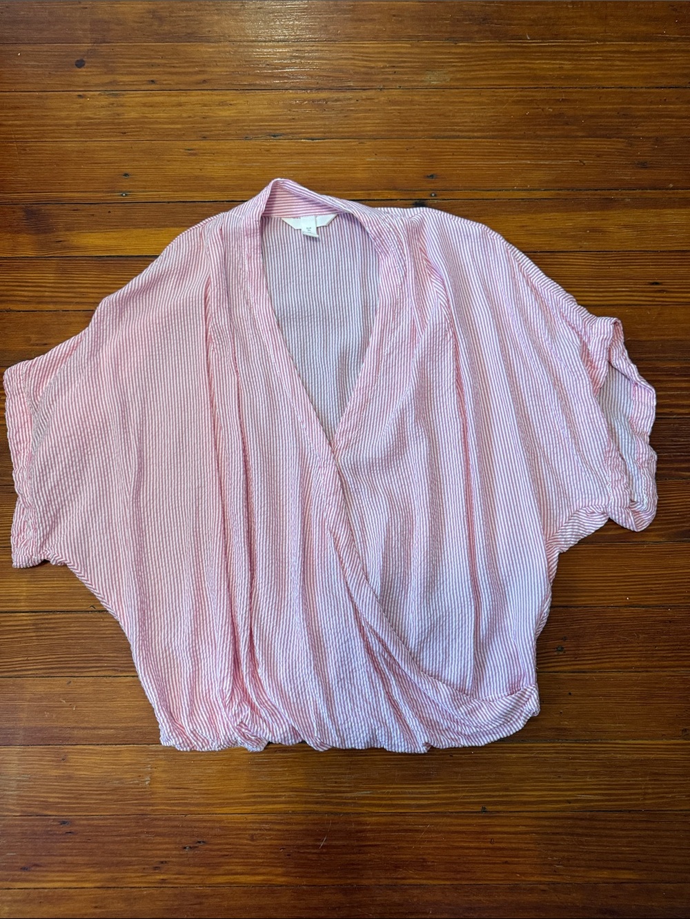 H&M Light Pink Striped Wrap-Front Tunic Top 36EU